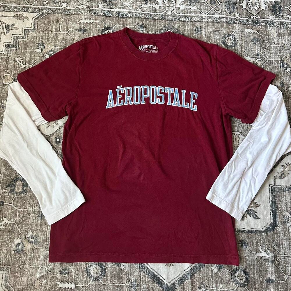 Burgundy and white aeropostale long